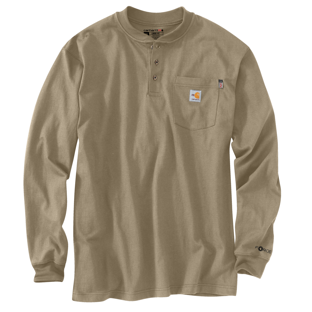 Flame-Resistant Carhartt Force® Cotton Long-Sleeve Henley