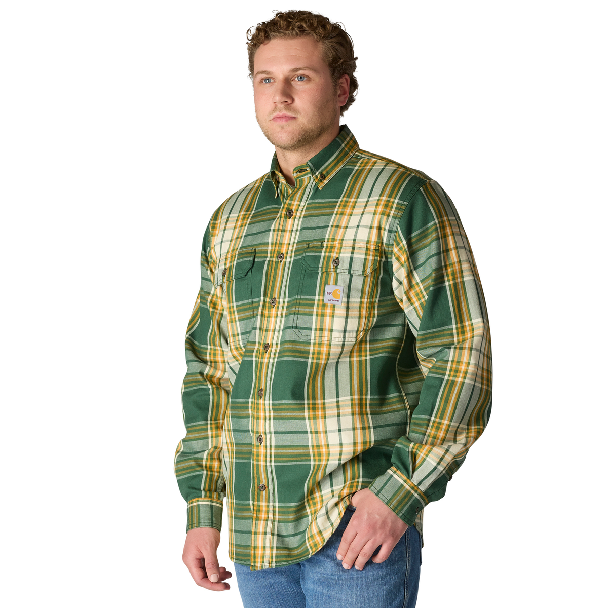 FLAME RESISTANT FORCE RUGGED FLEX® LOOSE FIT TWILL LONG-SLEEVE PLAID SHIRT