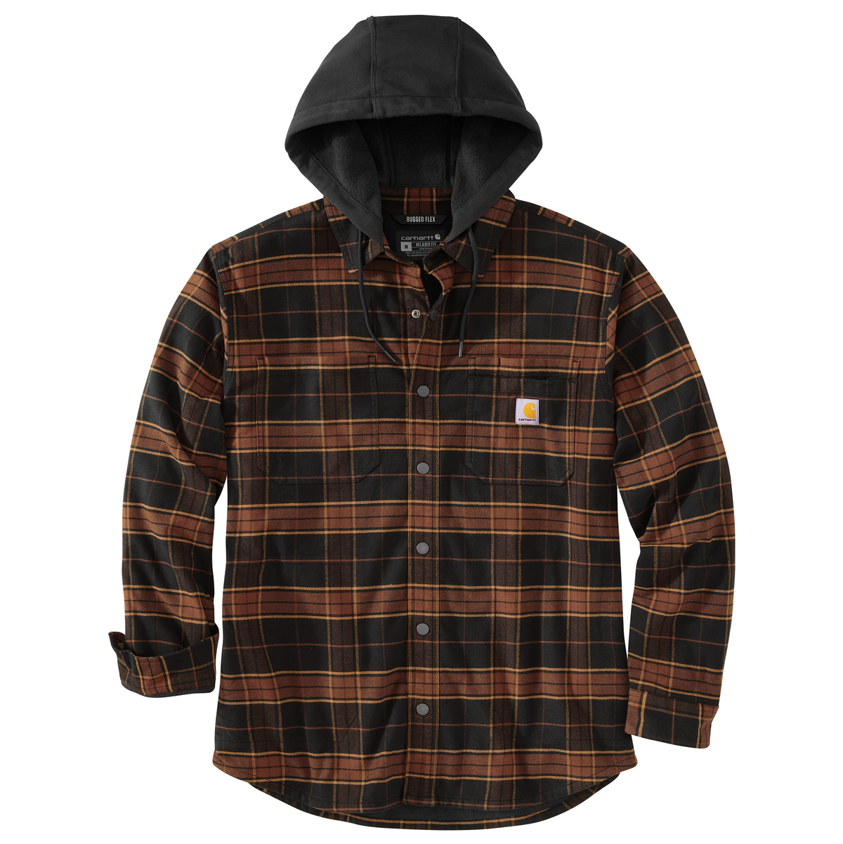 Carhartt Rugged Flex Relaxed Fit Flannel Fleece Lined Hooded Shirt Jac ( 2 COLOR OPTIONS)