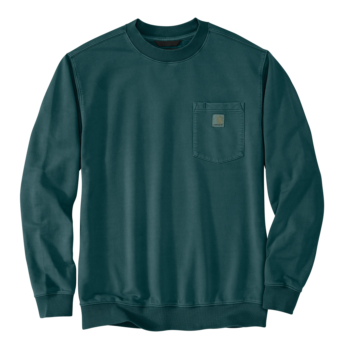 Relaxed Fit Midweight Garment Dye French Terry Crewneck Pocket Sweatshirt