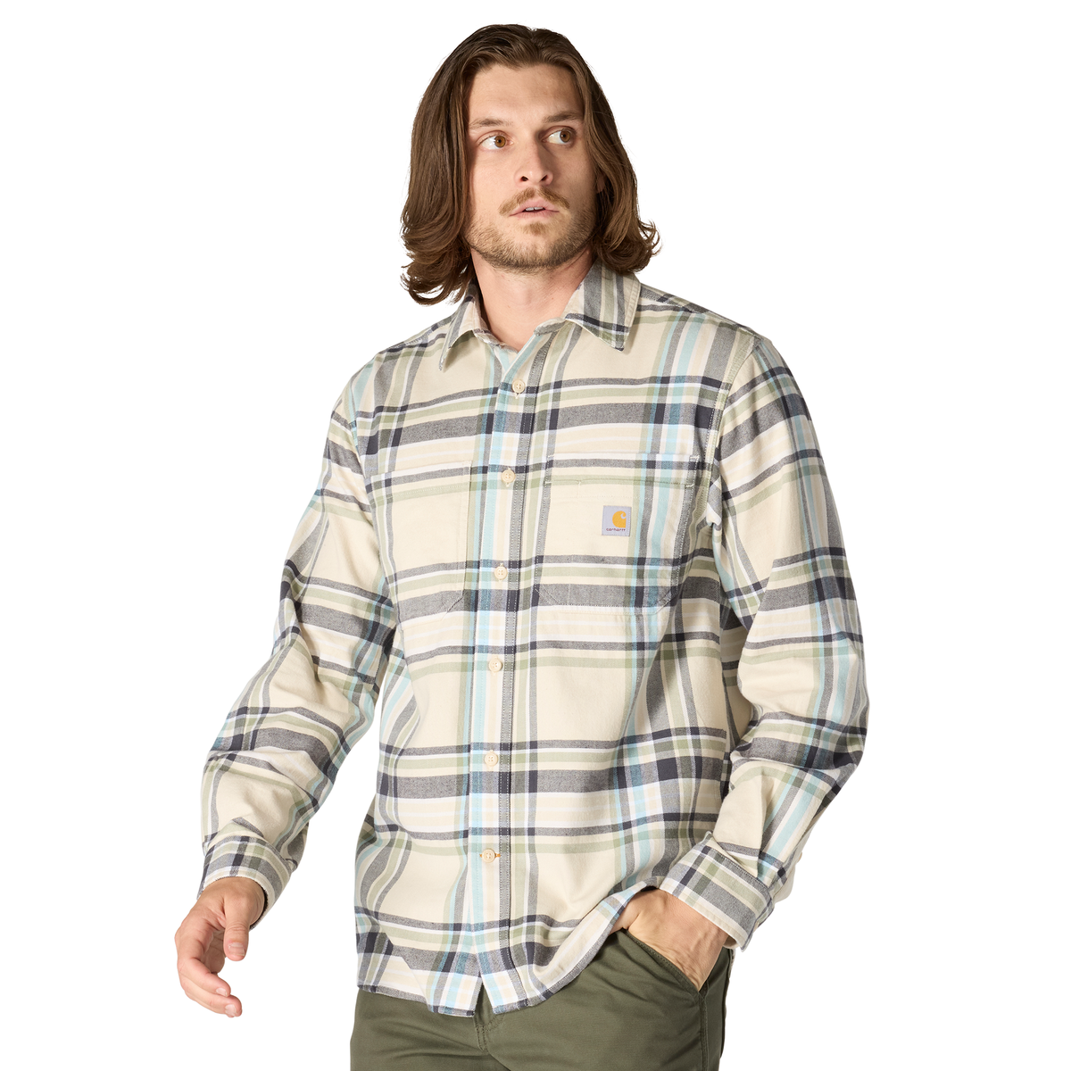RUGGED FLEX™ RELAXED FIT MIDWEIGHT FLANNEL LONG-SLEEVE PLAID SHIRT