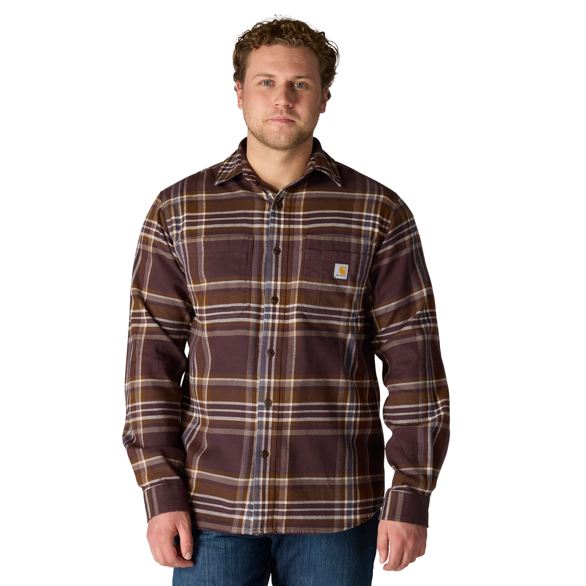 RUGGED FLEX™ RELAXED FIT MIDWEIGHT FLANNEL LONG-SLEEVE PLAID SHIRT
