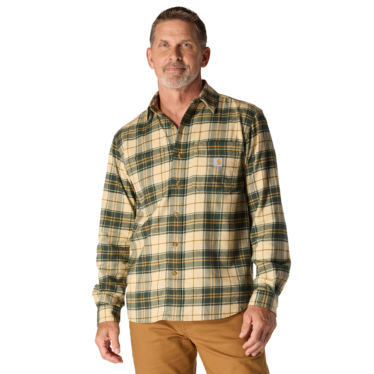 RUGGED FLEX™ RELAXED FIT MIDWEIGHT FLANNEL LONG-SLEEVE PLAID SHIRT