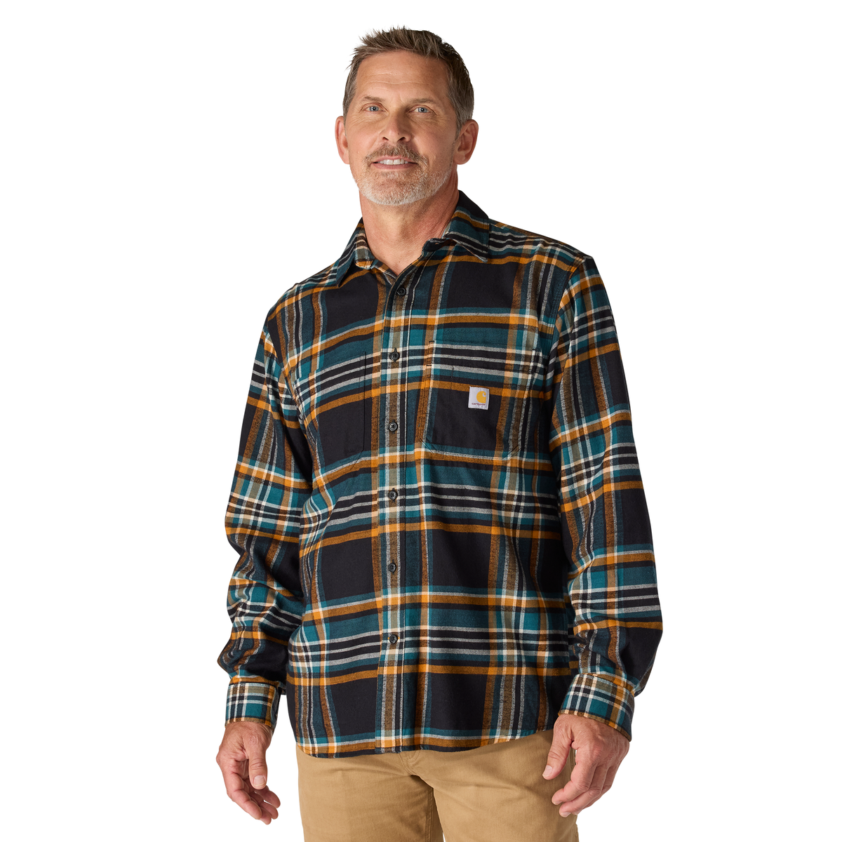 RUGGED FLEX™ RELAXED FIT MIDWEIGHT FLANNEL LONG-SLEEVE PLAID SHIRT