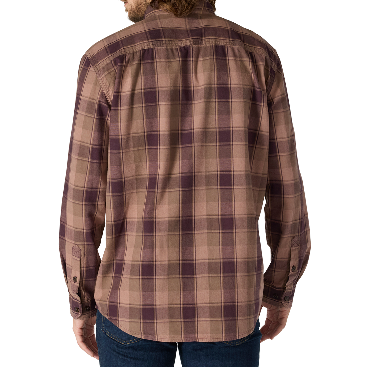 LOOSE FIT MIDWEIGHT CHAMBRAY LONG-SLEEVE PLAID SHIRT