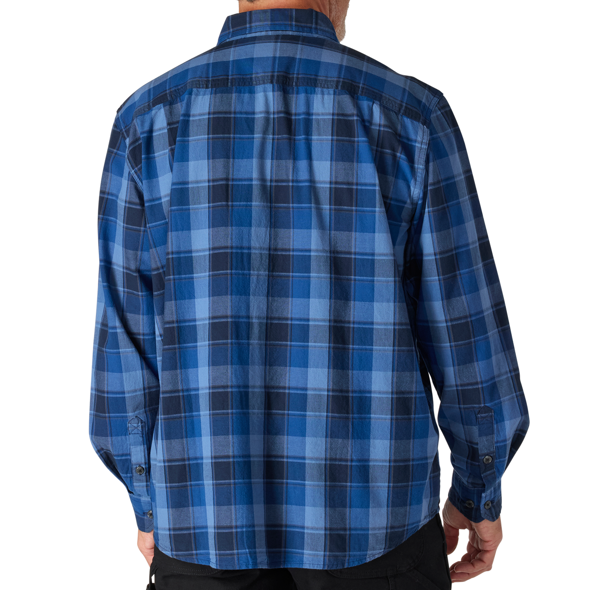 LOOSE FIT MIDWEIGHT CHAMBRAY LONG-SLEEVE PLAID SHIRT