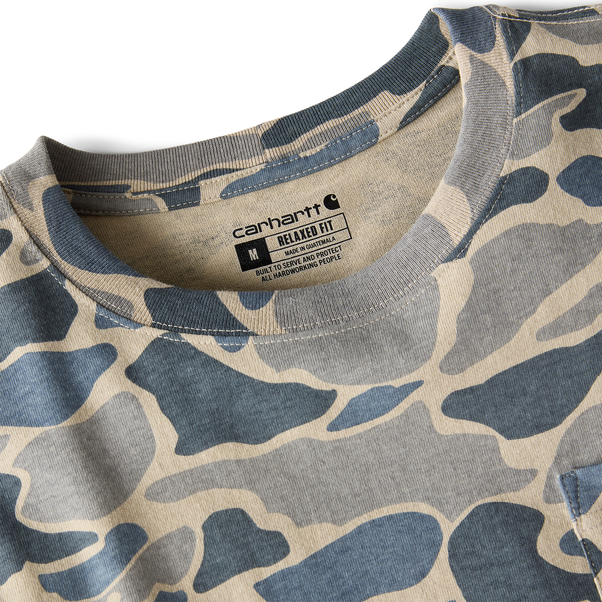 Relaxed Fit Heavyweight Long-Sleeve Pocket Camo Logo Graphic T-Shirt