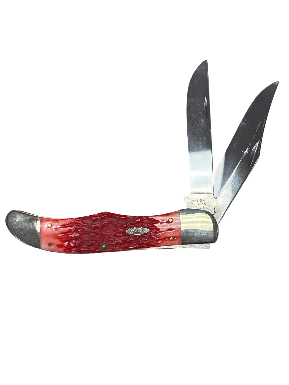 Dark Red Bone Peach Seed Jig Large Folding Hunter