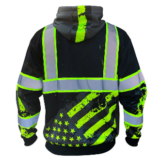 SS360º Stealth American Grit - Black - Enhanced Visibility - Reflective Safety Hoodie