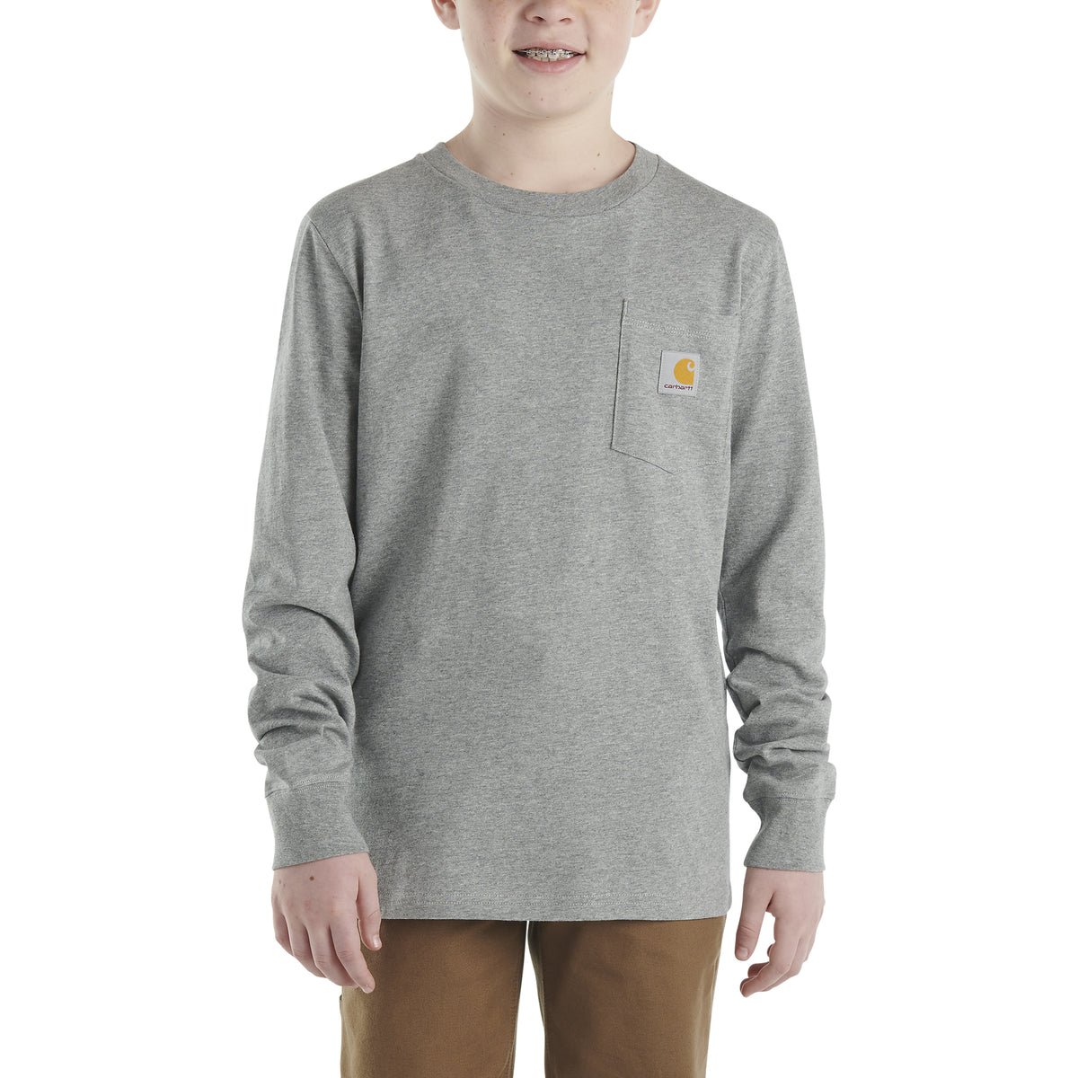 Kids Long-Sleeve Pocket T-Shirt (3 Color Options)