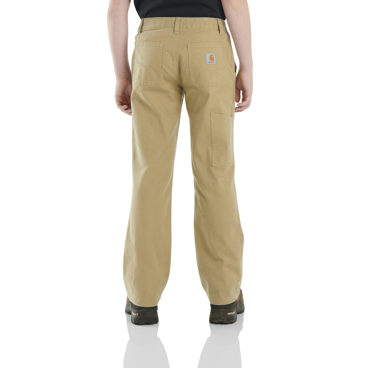 Kids Carhartt Rugged Flex® Loose Fit Canvas Utility Boot-Cut Work Pant Dark Khaki