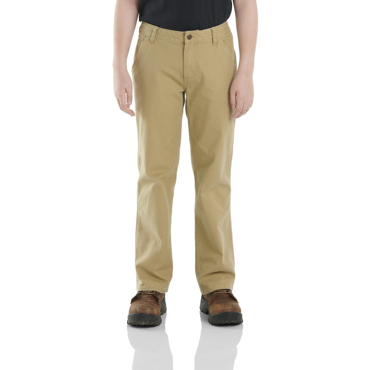 Kids Carhartt Rugged Flex® Loose Fit Canvas Utility Boot-Cut Work Pant Dark Khaki