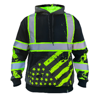 SS360º Stealth American Grit - Black - Enhanced Visibility - Reflective Safety Hoodie